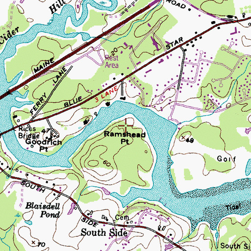 Topographic Map of Ramshead Point, ME