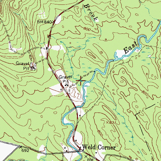 Topographic Map of Rand Brook, ME