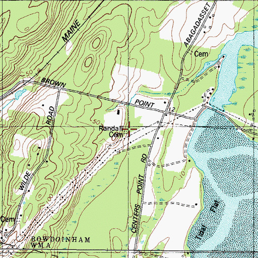 Topographic Map of Randall Cemetery, ME