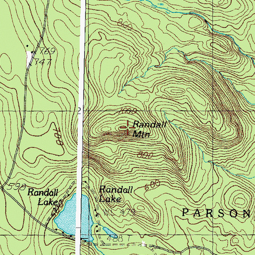 Topographic Map of Randall Mountain, ME