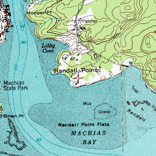 Topographic Map of Randall Point, ME