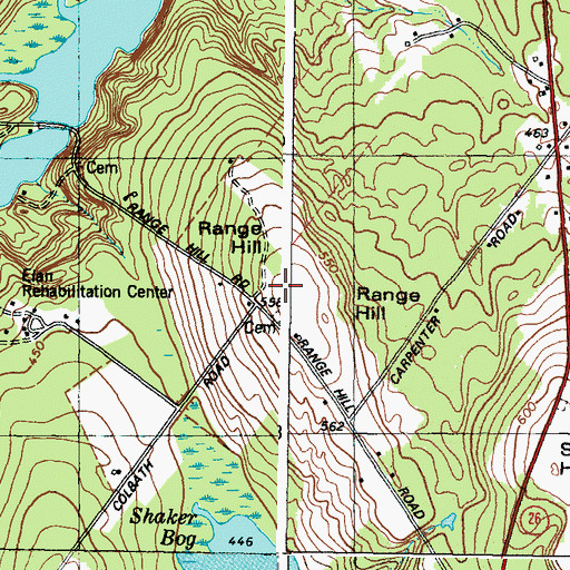 Topographic Map of Range Hill, ME