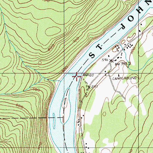 Topographic Map of Rankin Rapids, ME