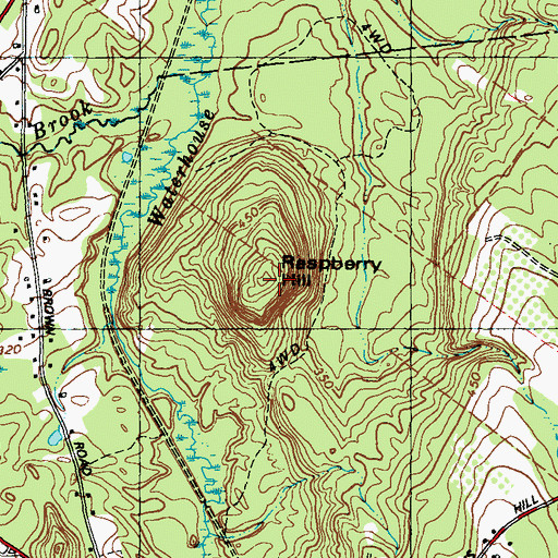 Topographic Map of Raspberry Hill, ME