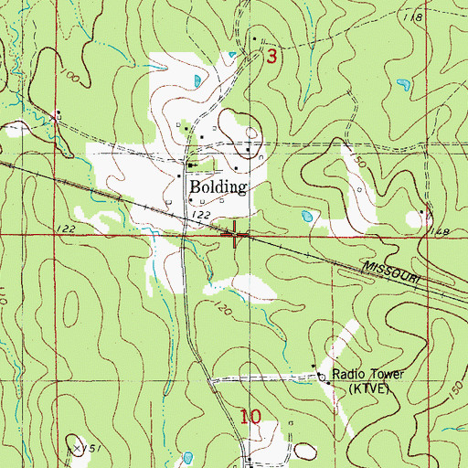 Topographic Map of Bolding, AR