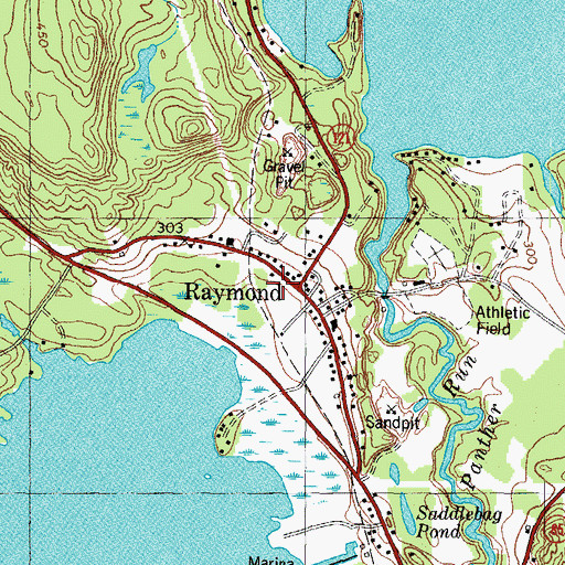 Topographic Map of Raymond, ME