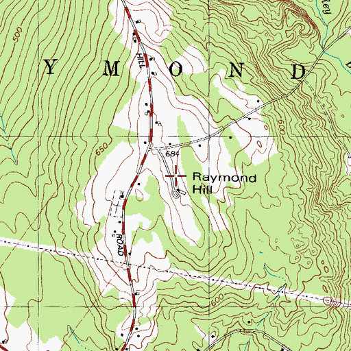 Topographic Map of Raymond Hill, ME