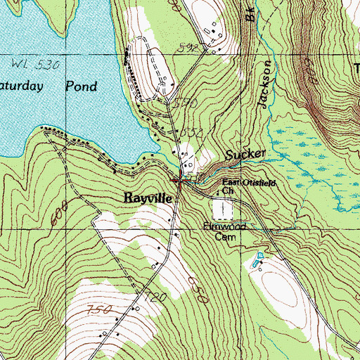 Topographic Map of Rayville, ME