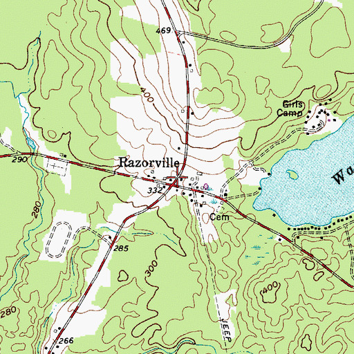 Topographic Map of Razorville, ME