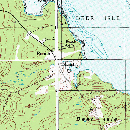 Topographic Map of Reach, ME