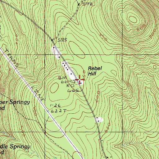 Topographic Map of Rebel Hill, ME