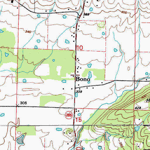 Topographic Map of Bono, AR