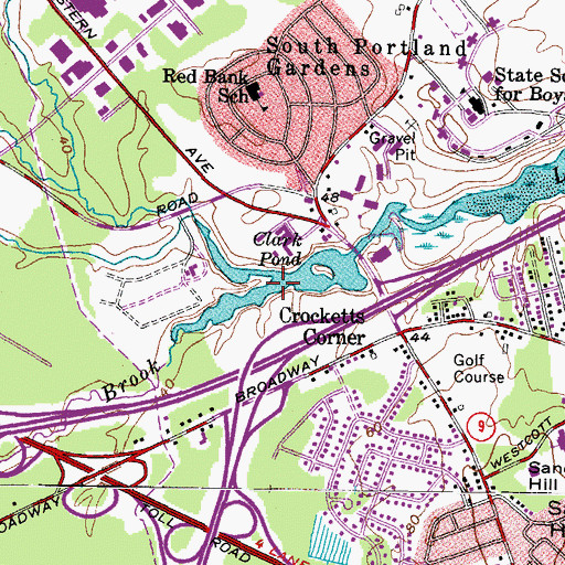 Topographic Map of Red Brook, ME