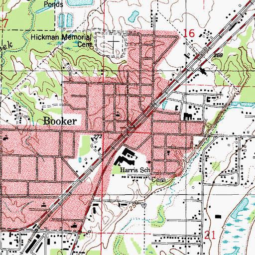 Topographic Map of Booker, AR