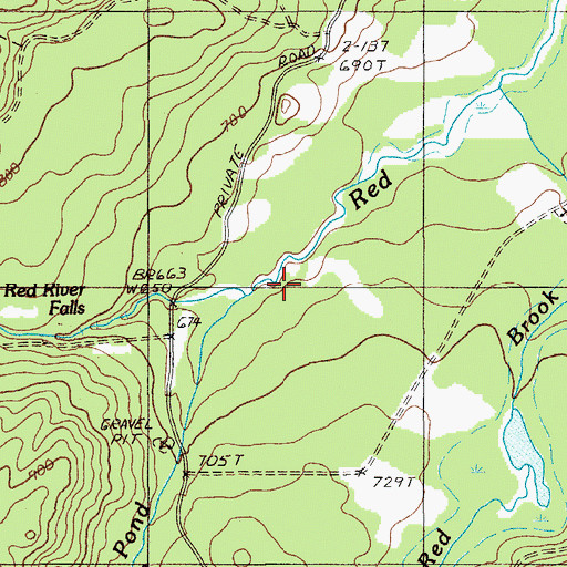 Topographic Map of Red River Falls, ME
