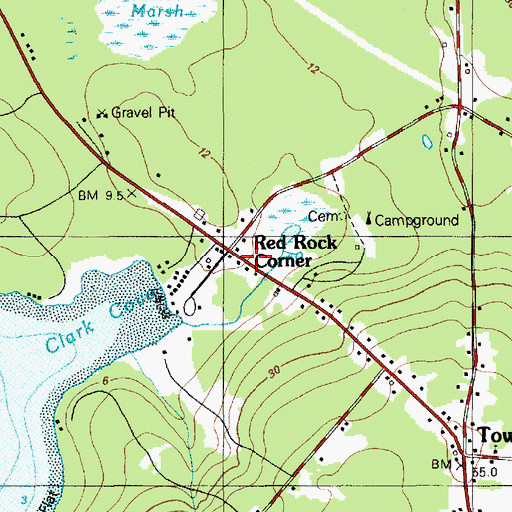 Topographic Map of Red Rock Corner, ME