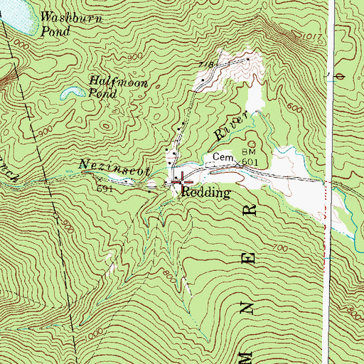 Topographic Map of Redding, ME