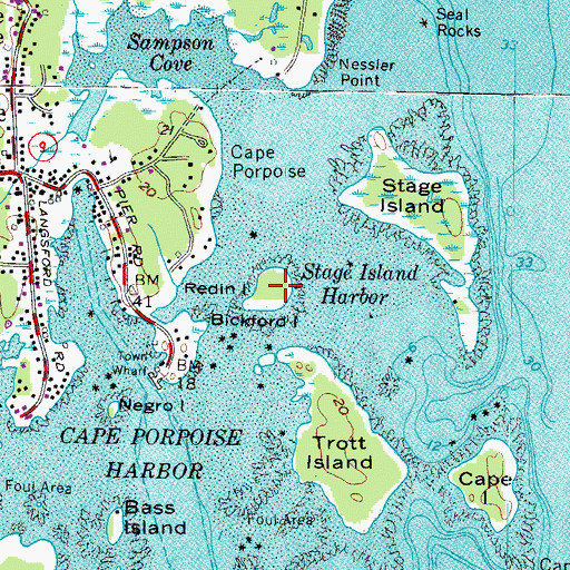 Topographic Map of Redin Island, ME