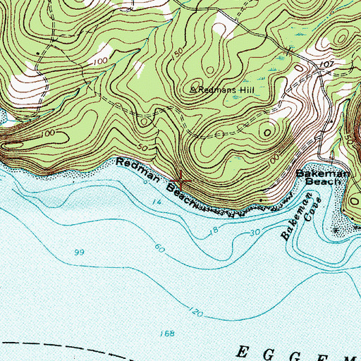 Topographic Map of Redman Beach, ME