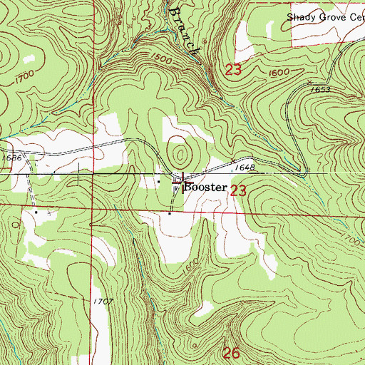 Topographic Map of Booster, AR