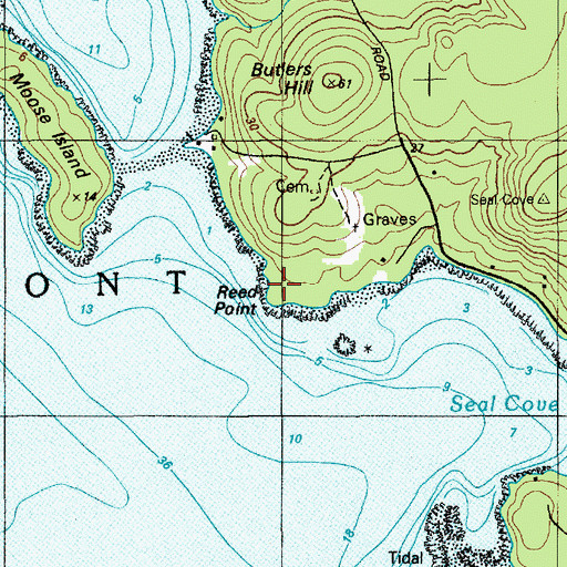 Topographic Map of Reed Point, ME