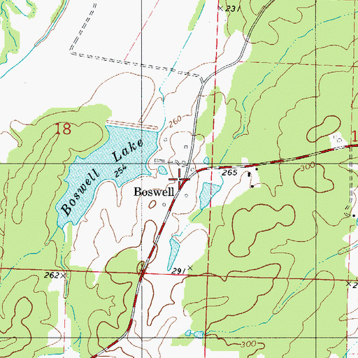 Topographic Map of Boswell, AR