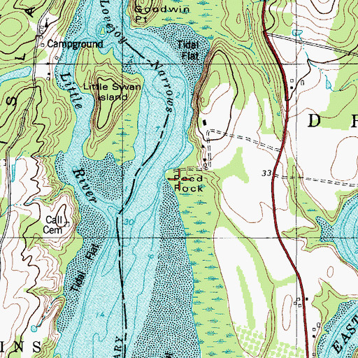 Topographic Map of Reed Rock, ME