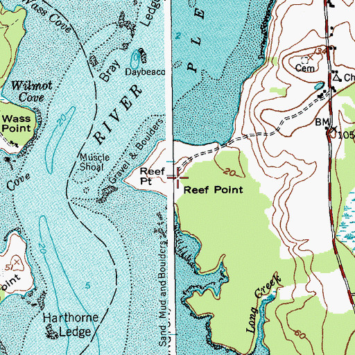 Topographic Map of Reef Point, ME
