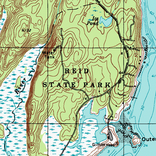 Topographic Map of Reid State Park, ME