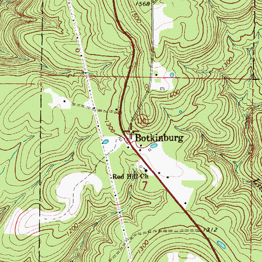 Topographic Map of Botkinburg, AR