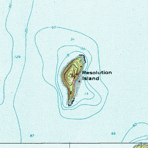 Topographic Map of Resolution Island, ME