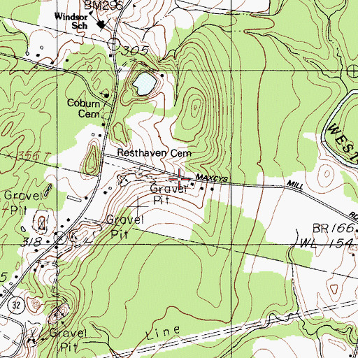 Topographic Map of Resthaven Cemetery, ME