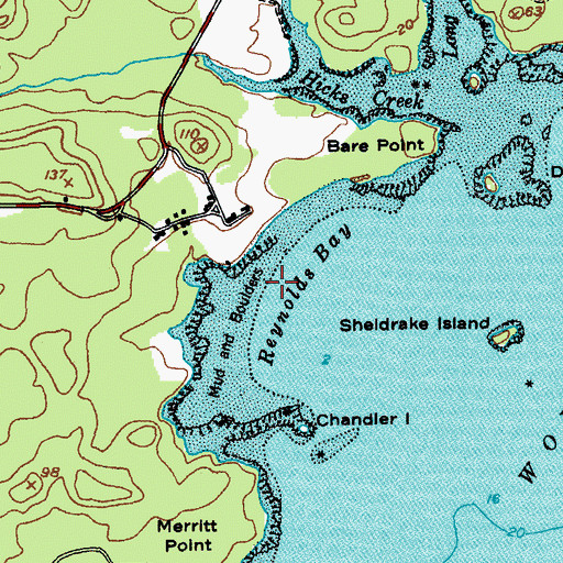 Topographic Map of Reynolds Bay, ME