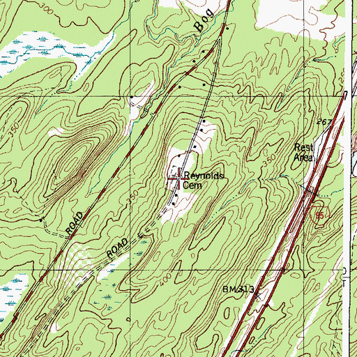 Topographic Map of Reynolds Cemetery, ME
