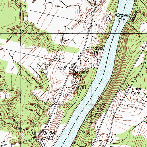 Topographic Map of Reynold Cemetery, ME