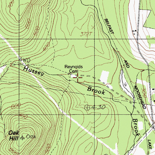 Topographic Map of Reynolds Cemetery, ME