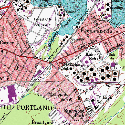 Topographic Map of Reynolds School, ME