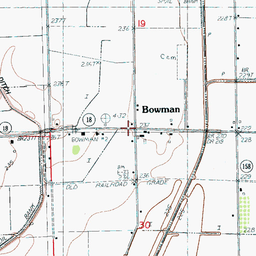 Topographic Map of Bowman, AR
