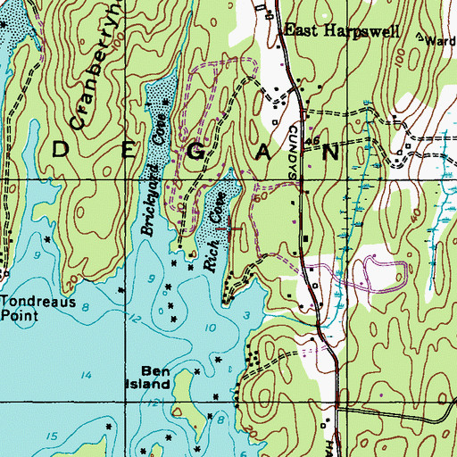 Topographic Map of Rich Cove, ME