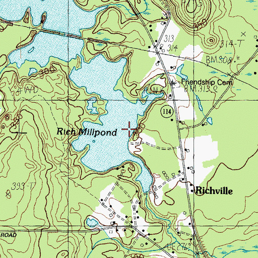 Topographic Map of Rich Millpond, ME