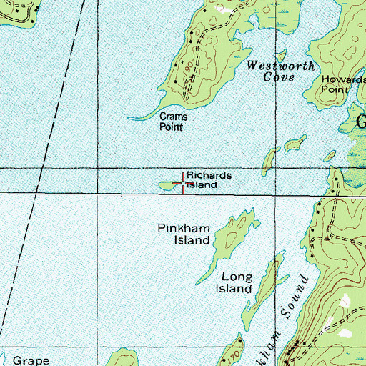 Topographic Map of Richards Island, ME
