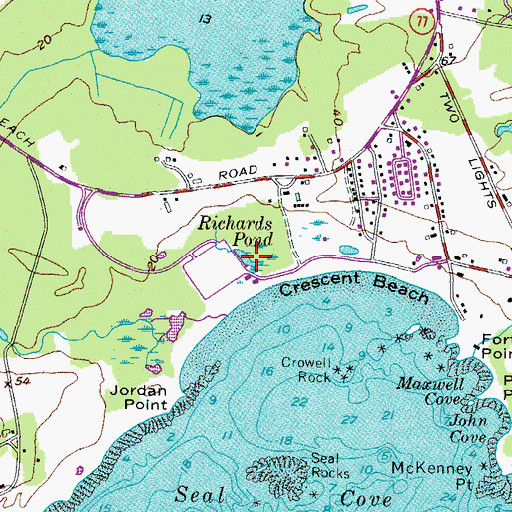 Topographic Map of Richards Pond, ME