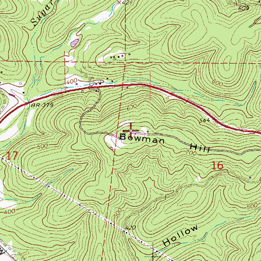 Topographic Map of Bowman Hill, AR