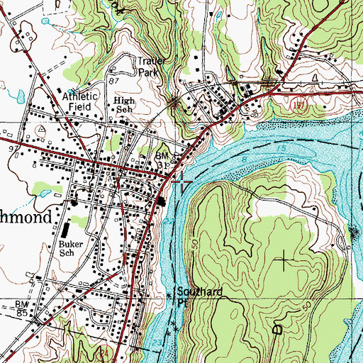 Topographic Map of Richmond, ME