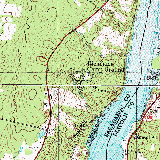 Topographic Map of Richmond Camp Ground, ME