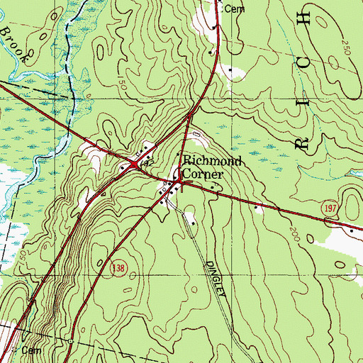 Topographic Map of Richmond Corner, ME