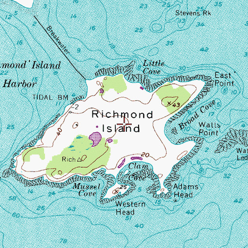 Topographic Map of Richmond Island, ME