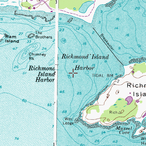 Topographic Map of Richmond Island Harbor, ME