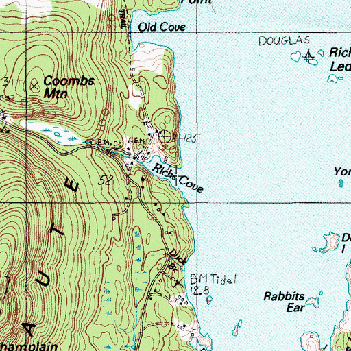 Topographic Map of Richs Cove, ME