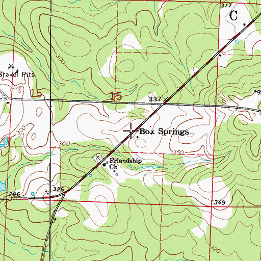 Topographic Map of Box Springs, AR